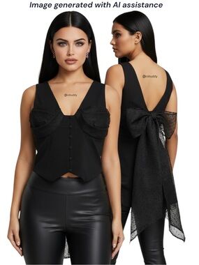 NWT ASOS LUXE size 24 tailored waist coat with bow back detail